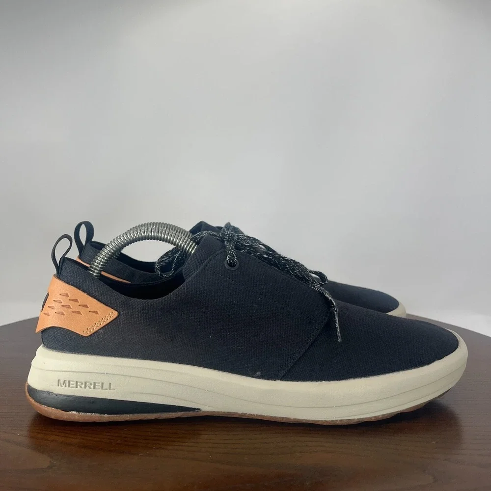 Merrell Gridway Shoes Men's 9.5 Black Canvas‎ Vibram Lace Up Sneakers J000543